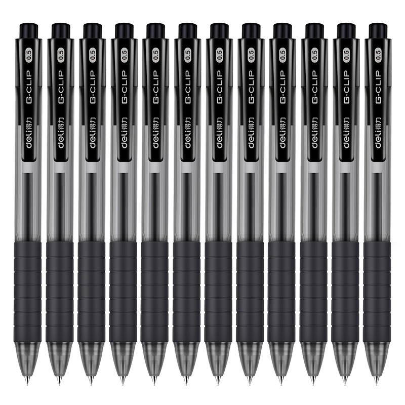 0.5mm按动中性笔水笔签字笔 黑色12支/盒S06
